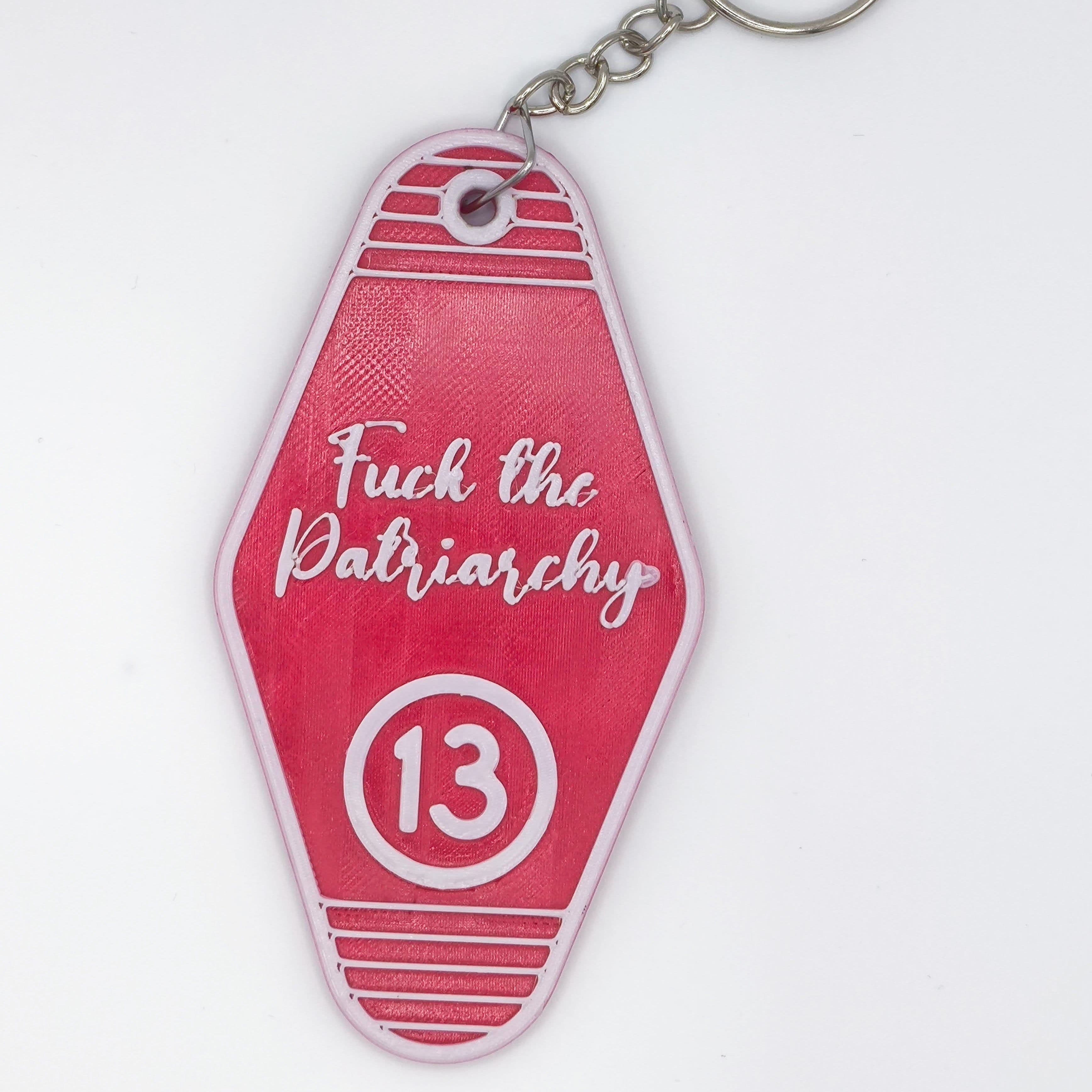 Fuck the Patriarchy Keychain - Hotel Style - Thumbnail 4